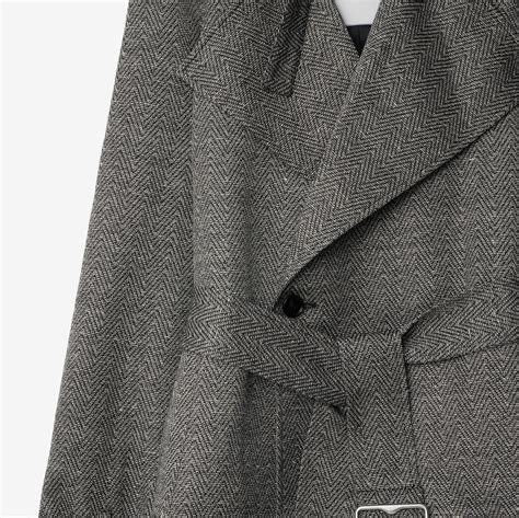 burberry black and white wool chevron|Wool Silk Trench Jacket in Black/white .